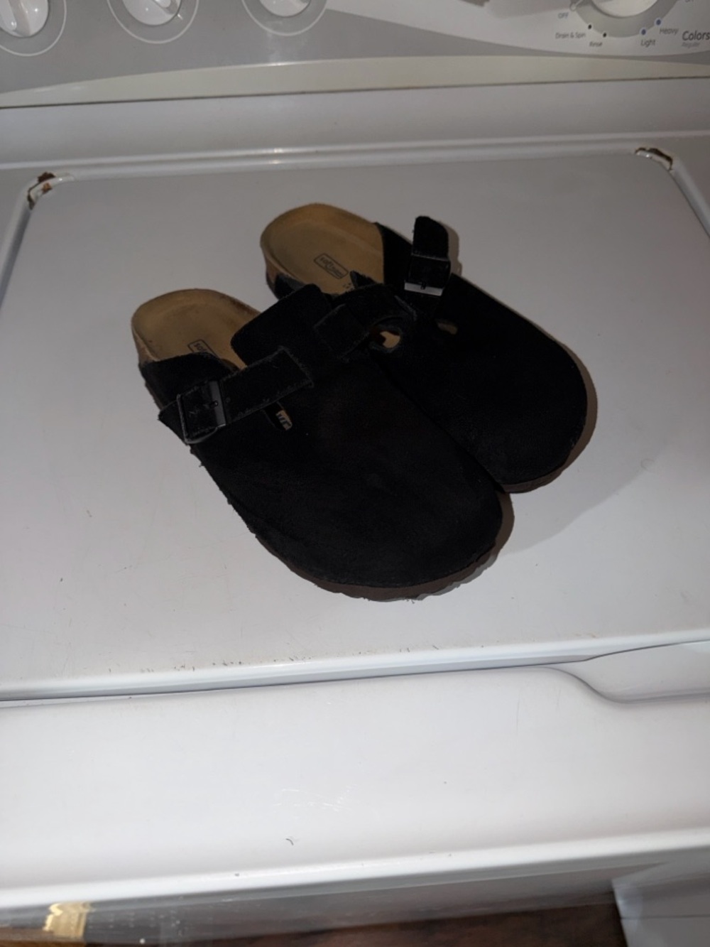 Kids Black Slip-On Buckle Clog Shoes